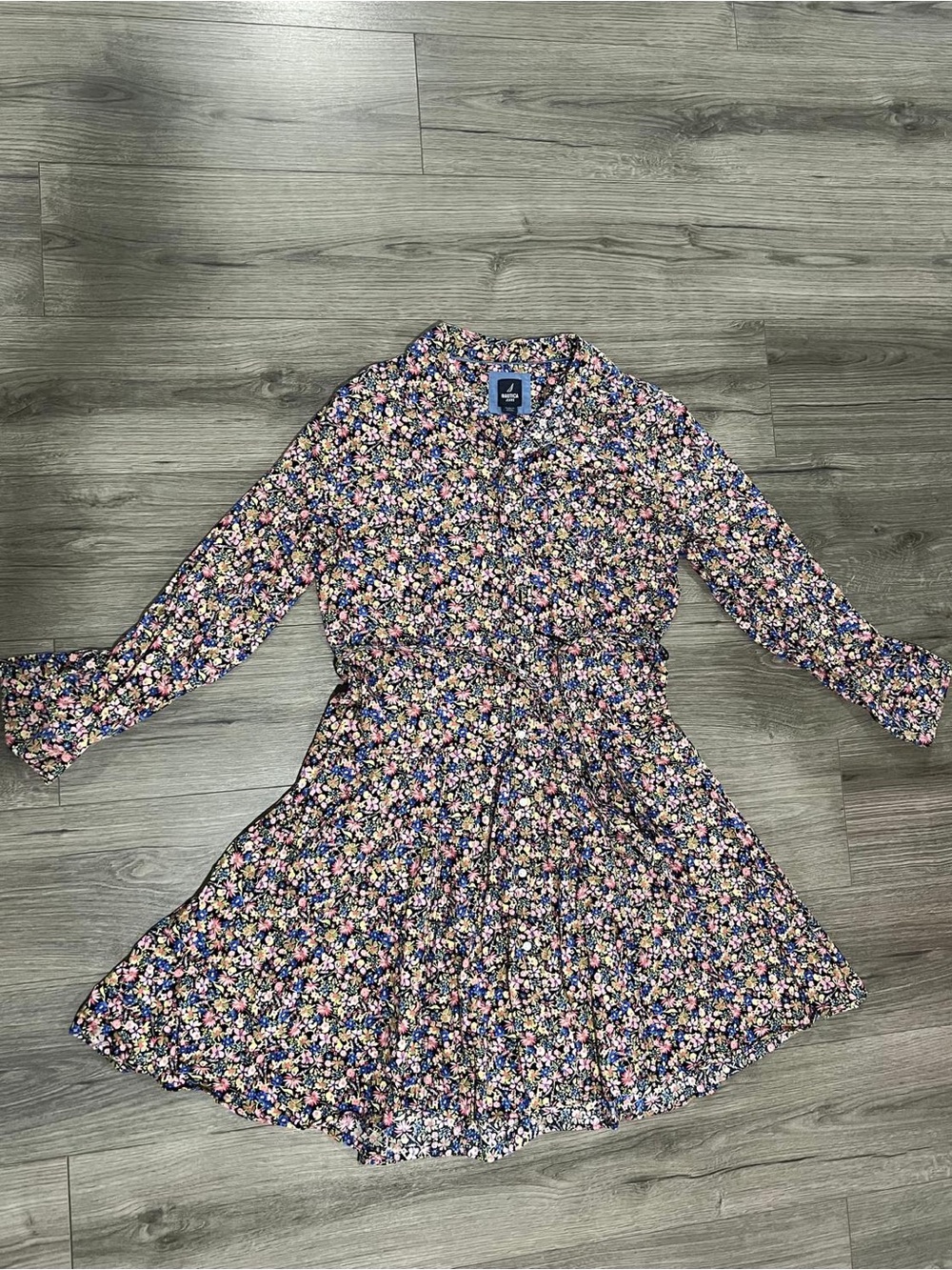 Nautica Navy Floral Mini Dress with Multicolor Flowers